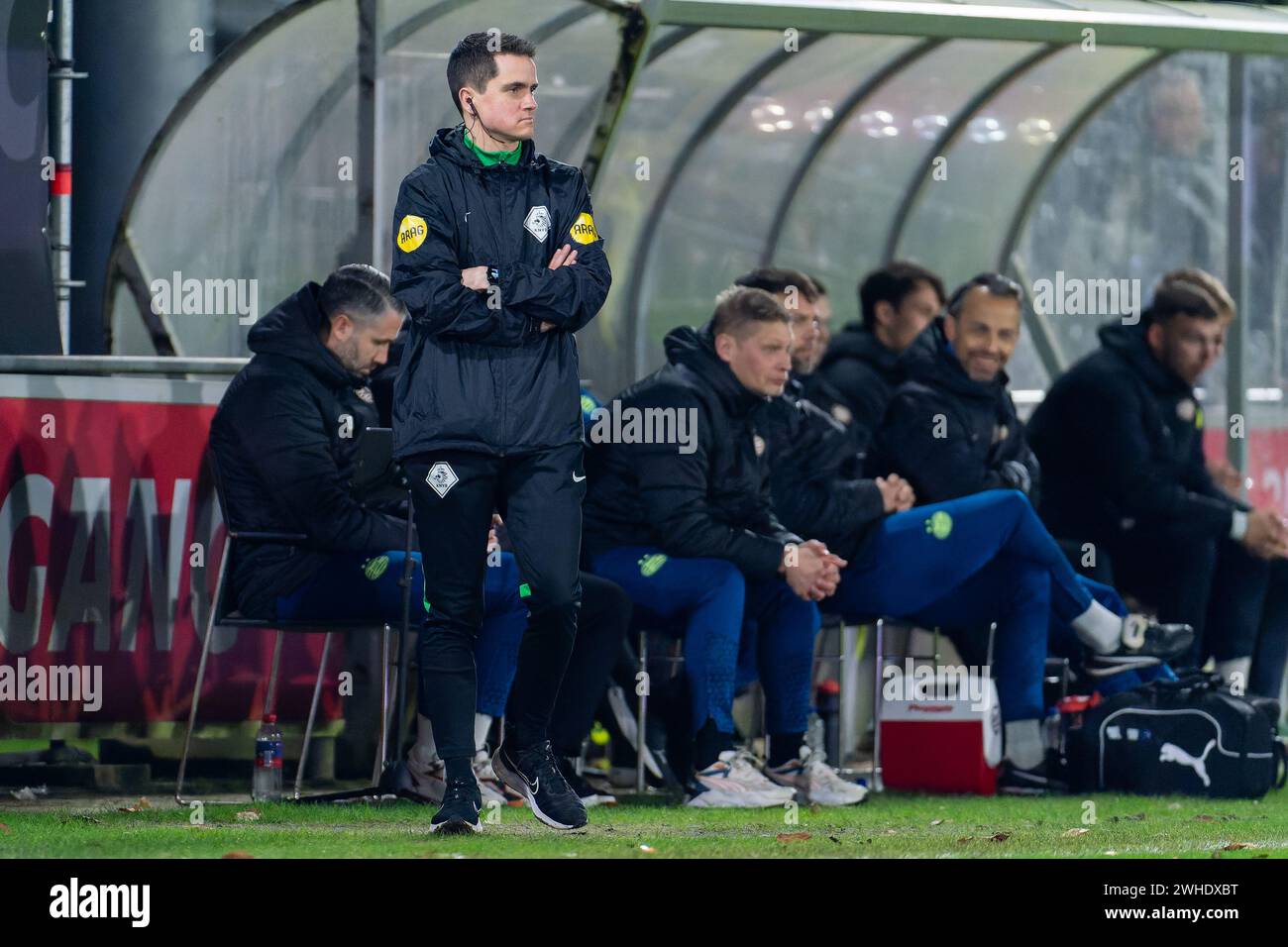 Eindhoven, Netherlands. 09th Feb, 2024. EINDHOVEN, NETHERLANDS - FEBRUARY 9: Fourth official Oscar van Hoof during the Dutch Keuken Kampioen Divisie match between Jong PSV and FC Emmen at PSV Campus De Herdgang on February 9, 2024 in Eindhoven, Netherlands. (Photo by Joris Verwijst/Orange Pictures) Credit: Orange Pics BV/Alamy Live News Stock Photo