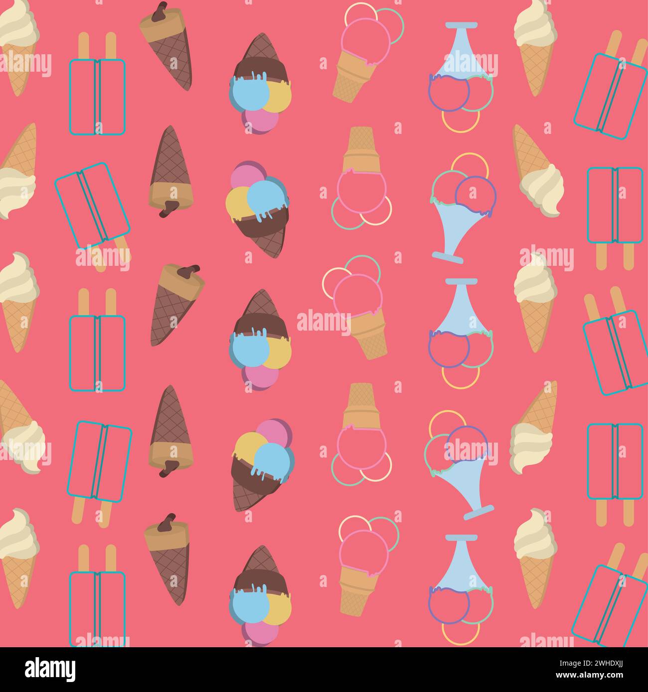 Colored seamless pattern background with ice cream icons Vector Stock ...