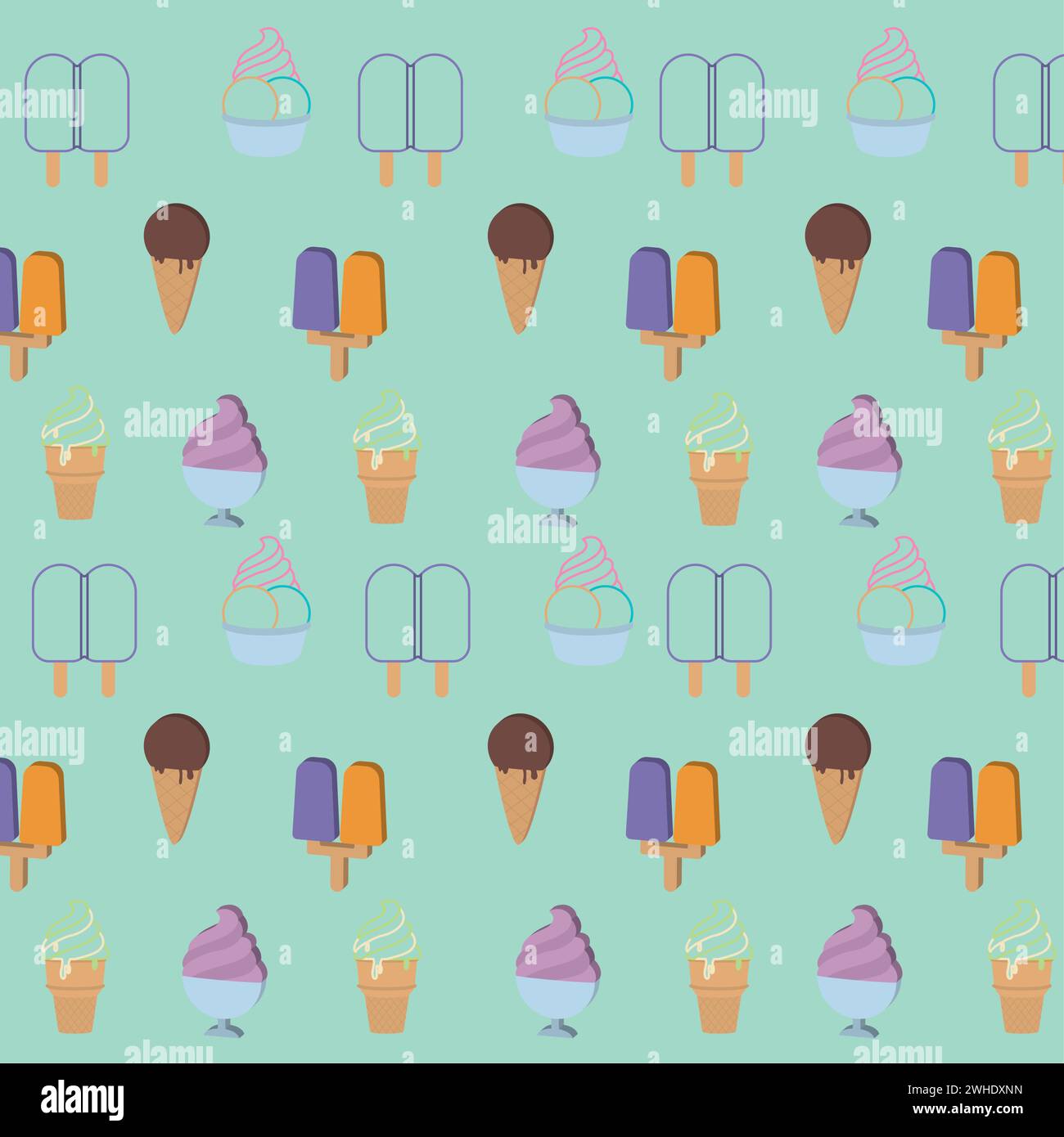 Colored seamless pattern background with ice cream icons Vector Stock ...