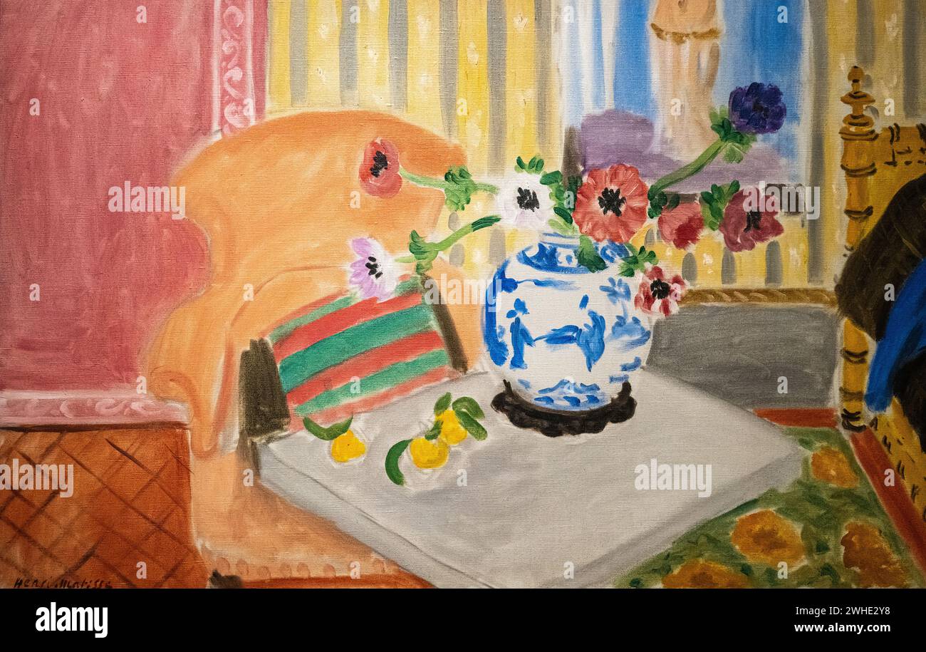 Henri Matisse 1922 oil on canvas painting 'Anemones and Chinese Vase' at the Baltimore Museum of Art Stock Photo