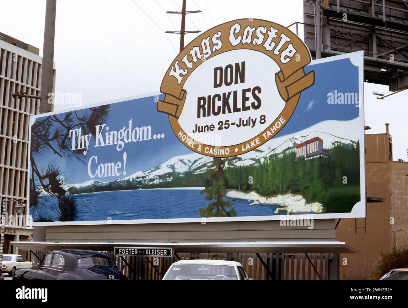 Don Rickles billboard, Sunset Strip, Los Angeles, California, USA Stock Photo
