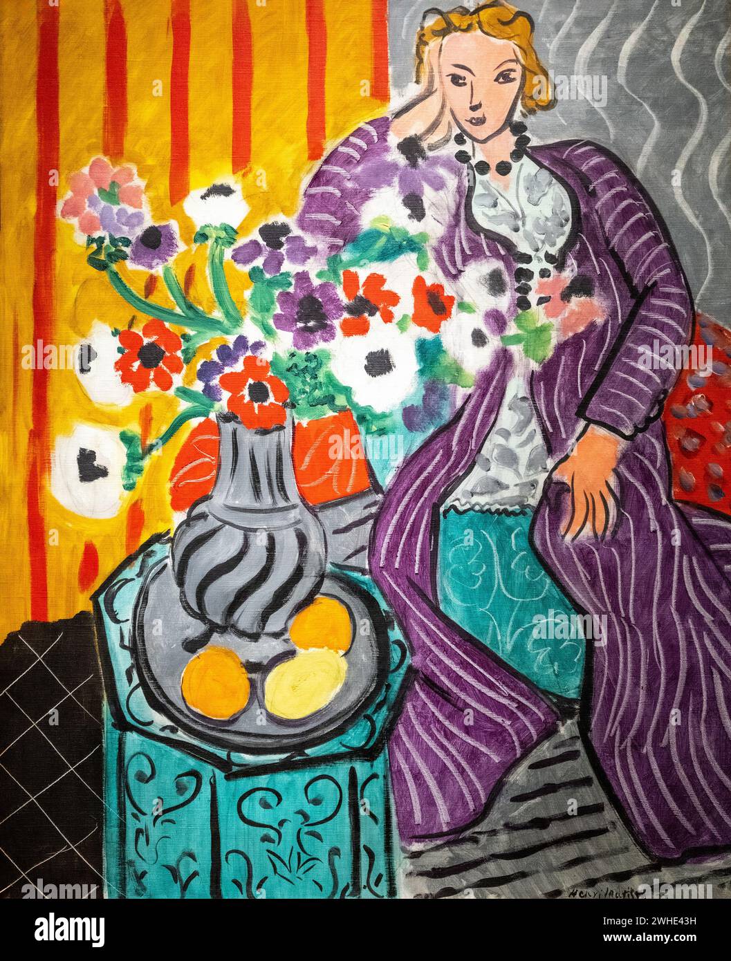 Henri Matisse 1937 oil and on canvas 'Purple Robe and Anemones' at the Baltimore Museum of Art Stock Photo