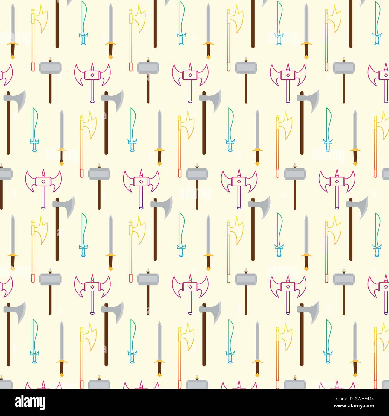 Seamless pattern background with medieval weapons icons Vector Stock Vector