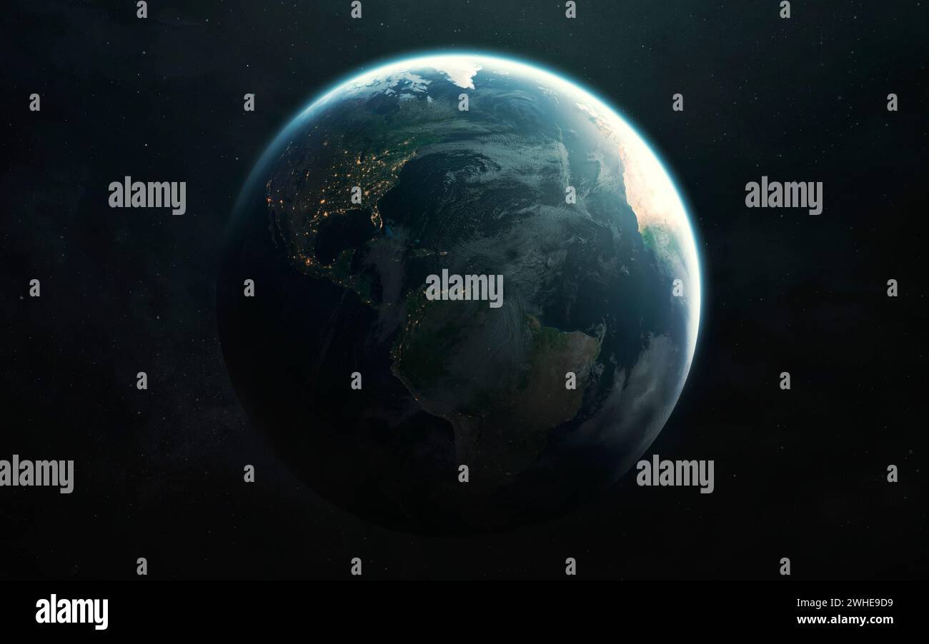 North and South America. Planet Earth and Moon view from space ...
