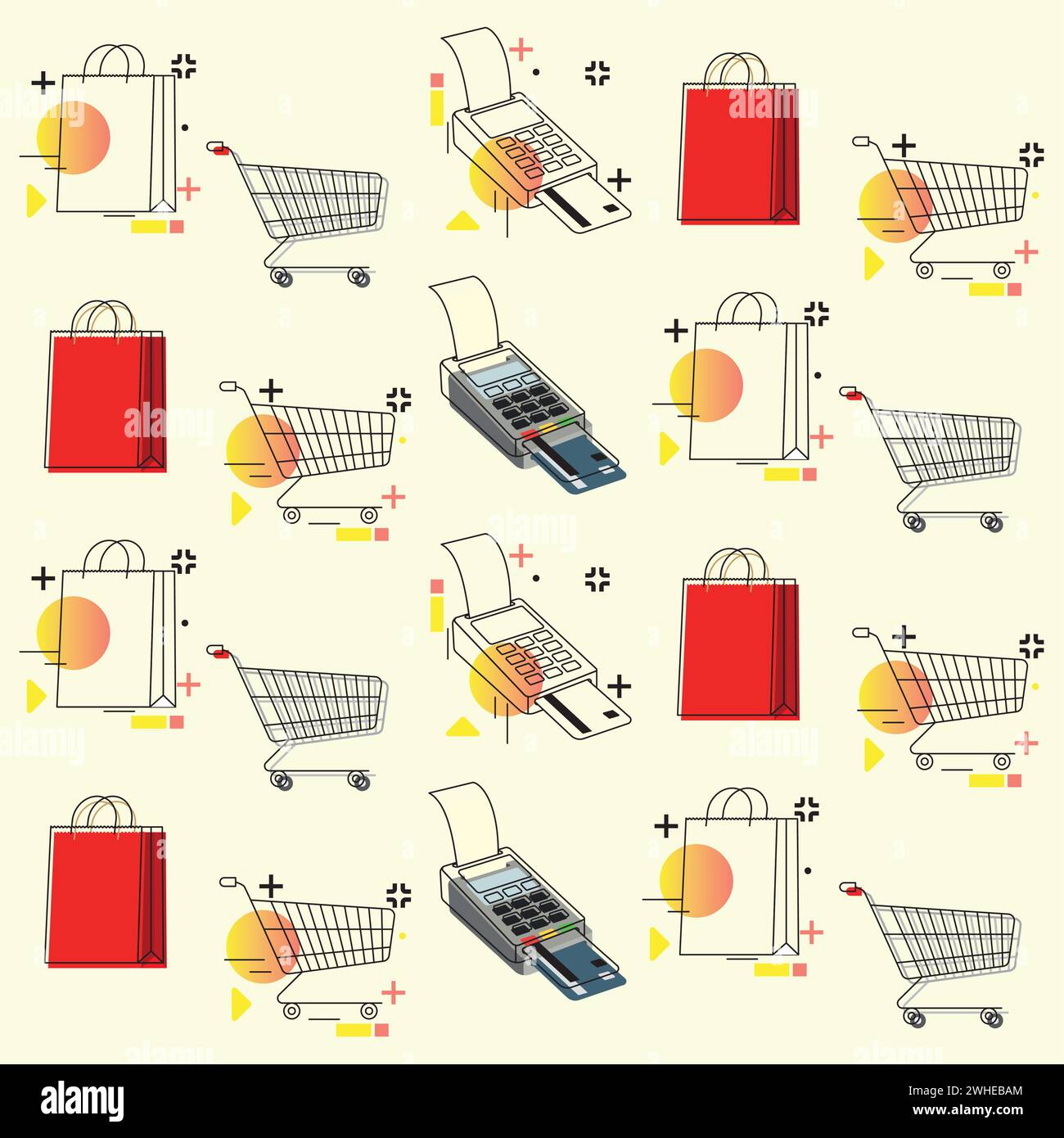 Colored seamless pattern background with shopping icons Vector Stock Vector