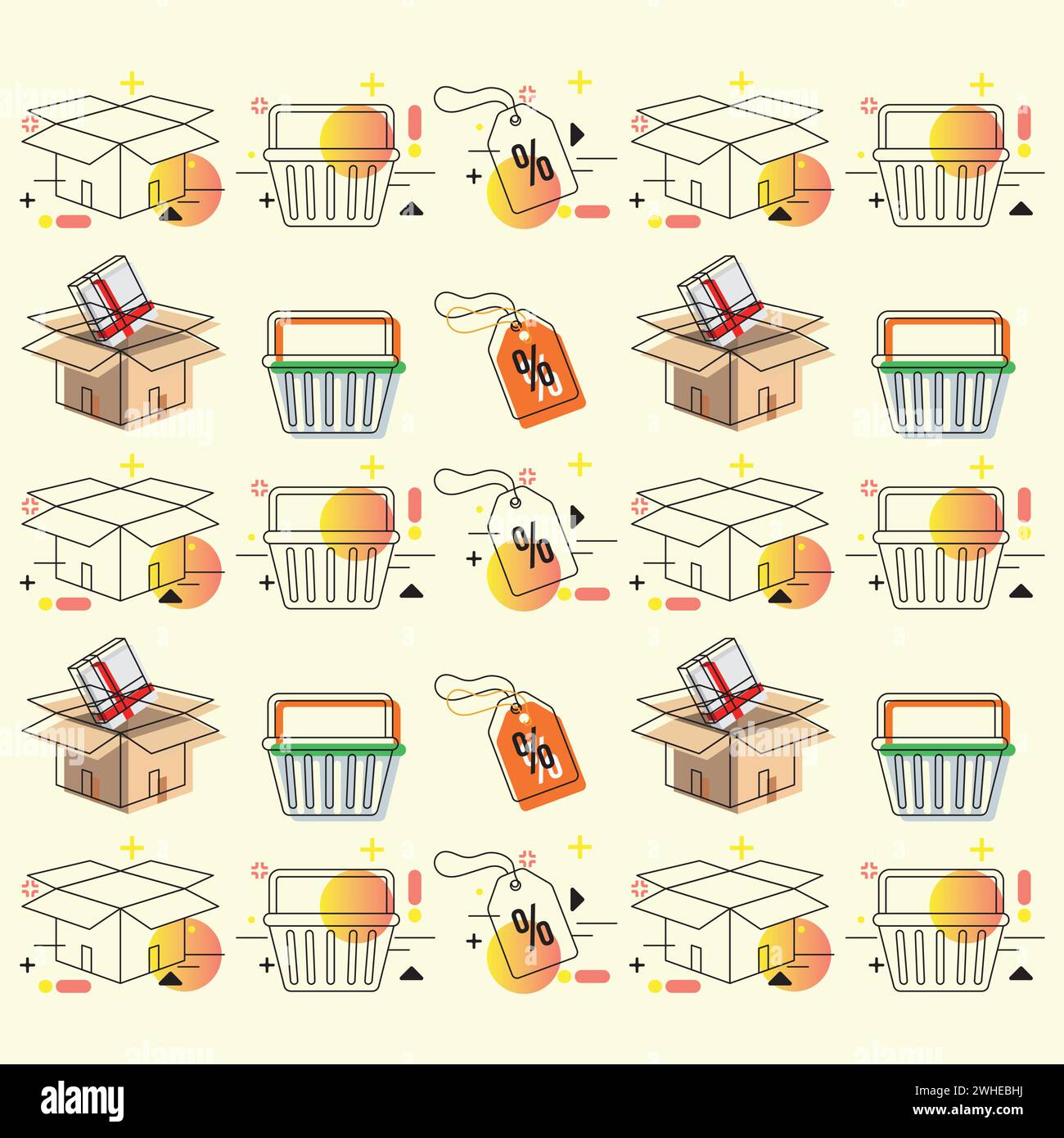 Colored seamless pattern background with shopping icons Vector Stock Vector
