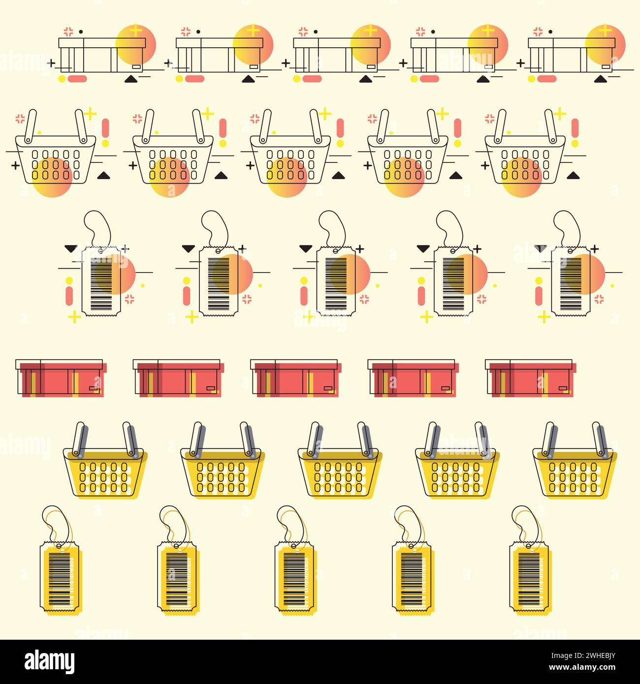 Colored seamless pattern background with shopping icons Vector Stock Vector