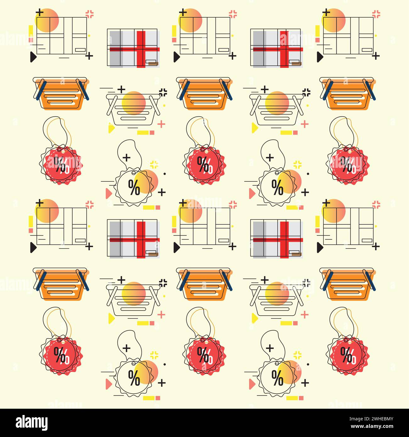Colored seamless pattern background with shopping icons Vector Stock Vector