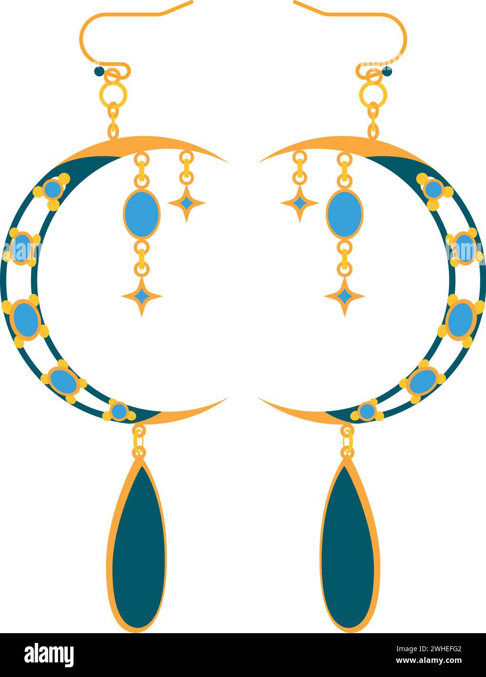 Isolated colored earring icon with gemstones Vector Stock Vector