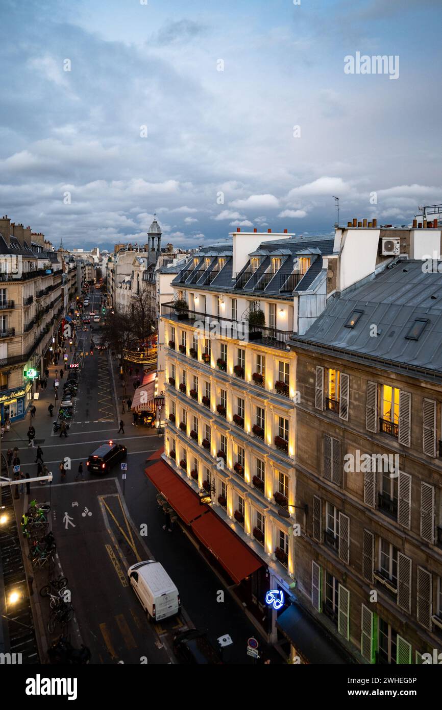 Paris, France, Aerial view of rue des Archives, Editorial only. Stock Photo