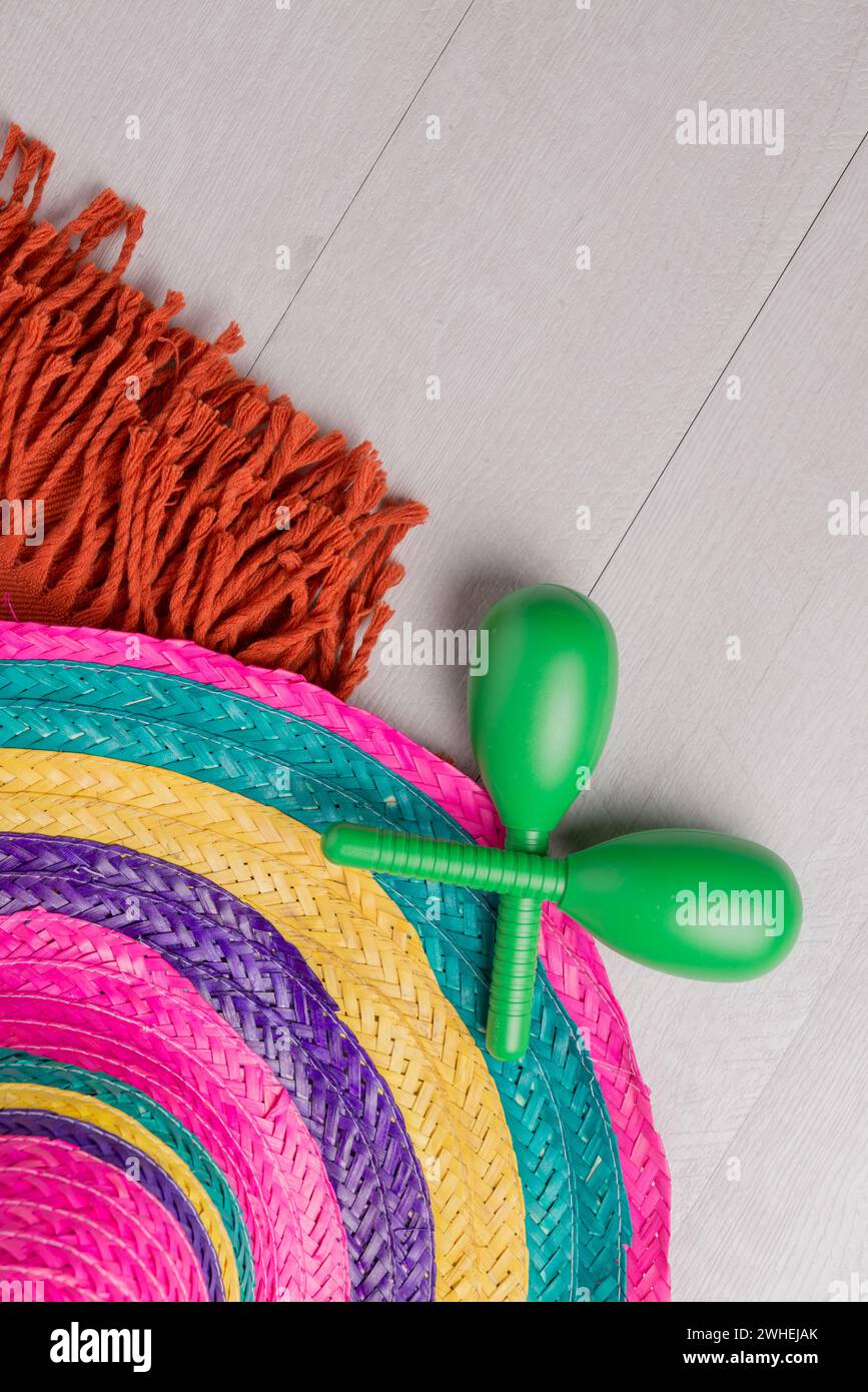 Mexican sombrero on wood background Stock Photo