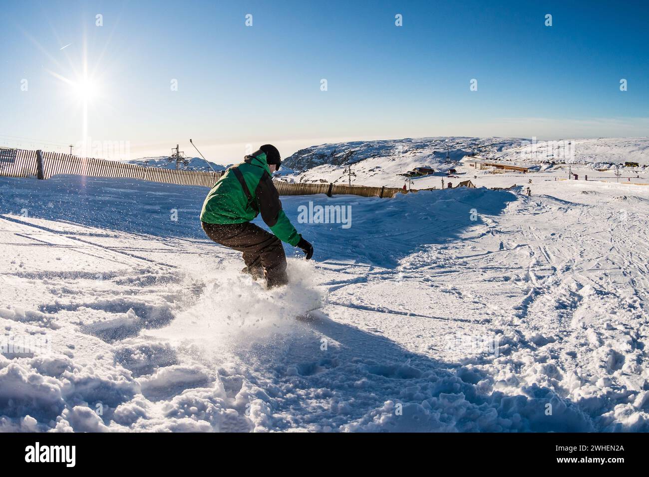 Snowboard freerider in the mountains Stock Photo