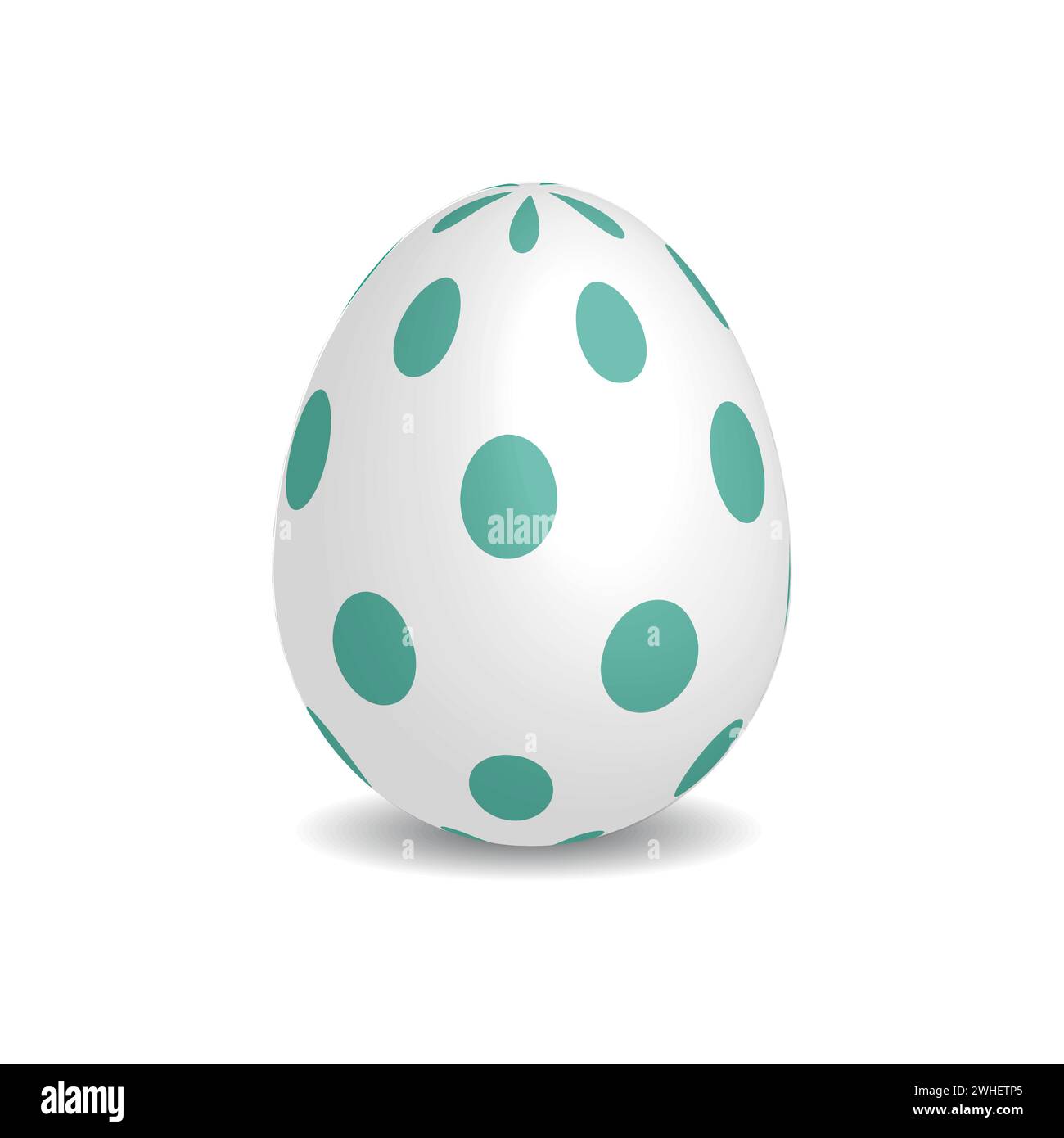 Simple white Easter egg with green dots Stock Vector