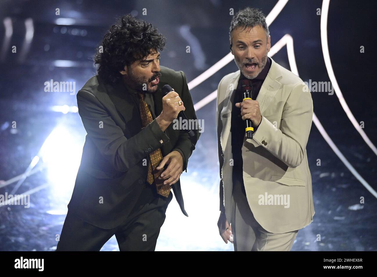 Sanremo, Italia. 10th Feb, 2024. Renga with Nek performer during the