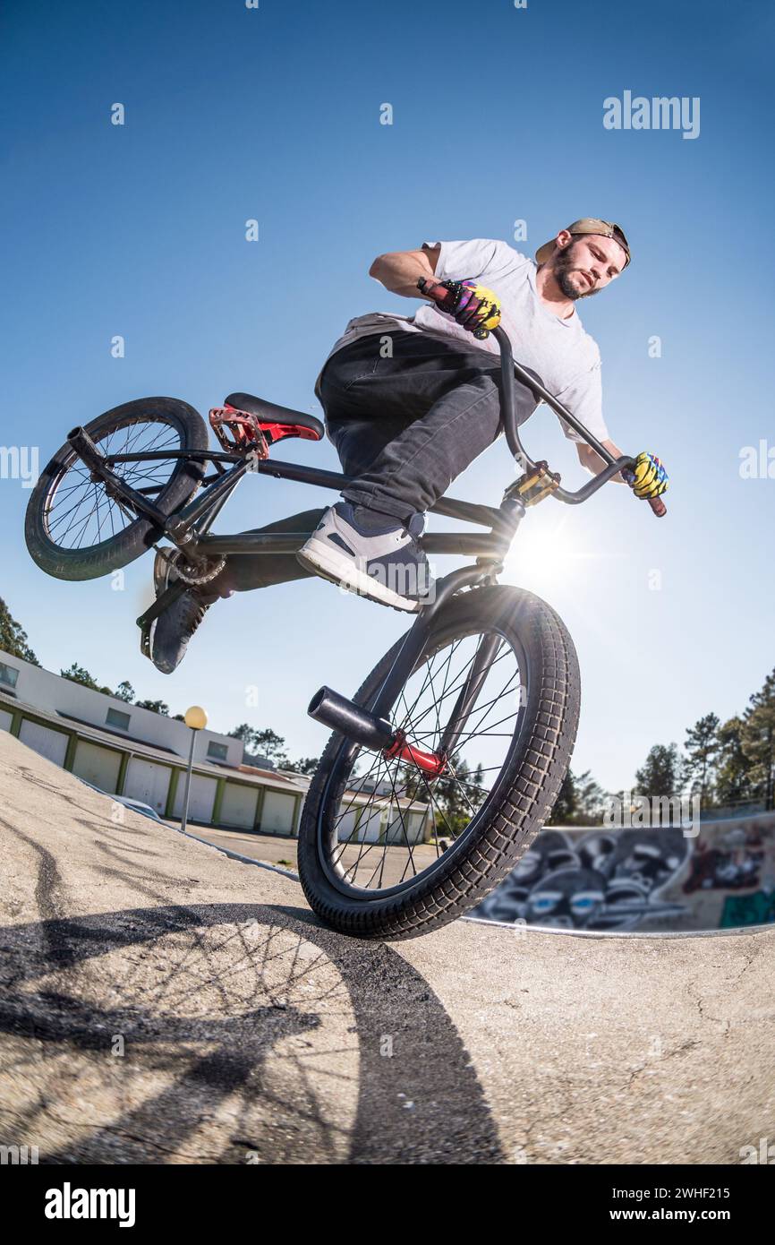 BMX Bike Stunt Stock Photo