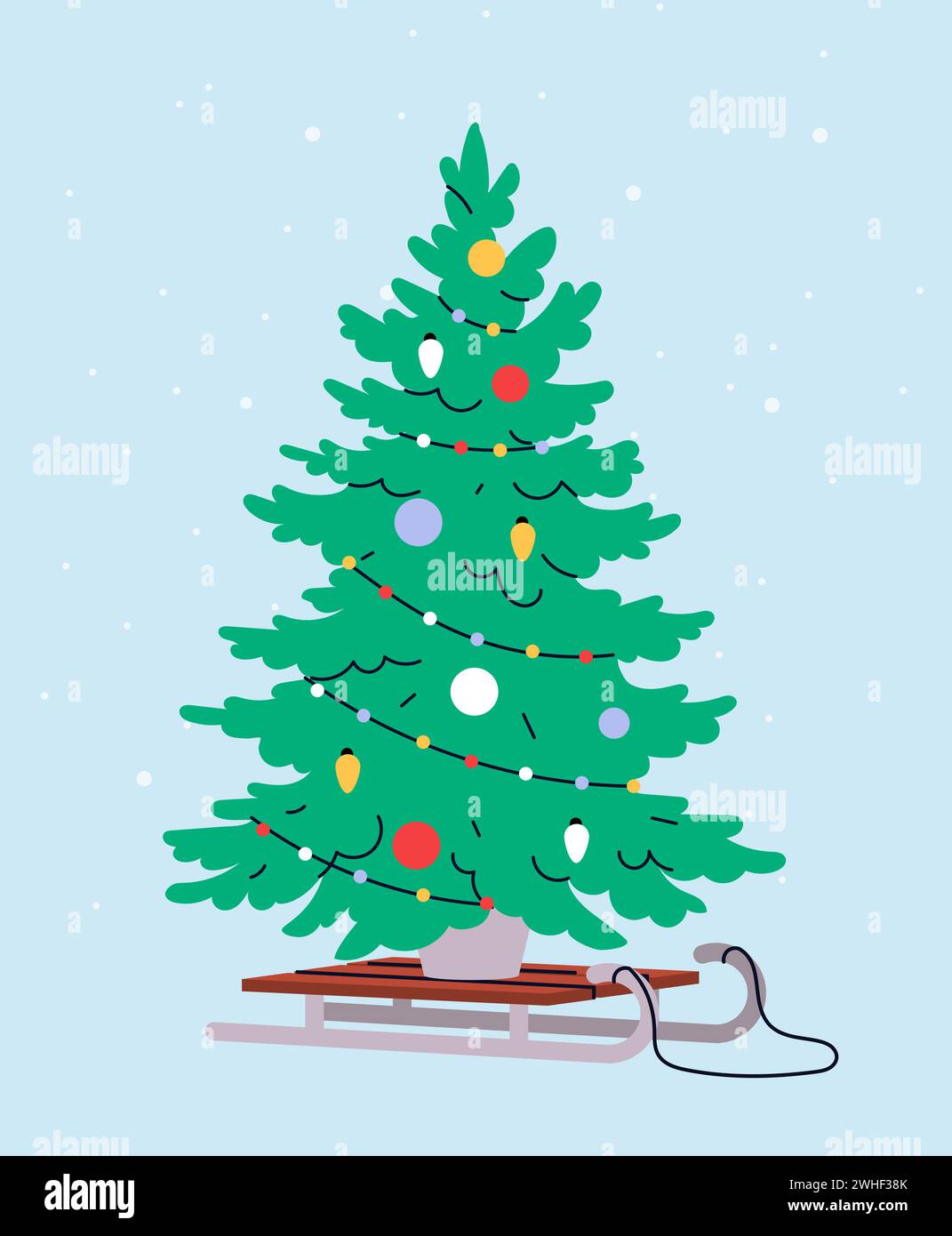 Christmas tree with garland vector concept Stock Vector Image & Art - Alamy