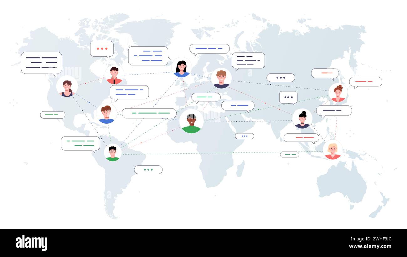 People avatars at world map vector concept Stock Vector Image & Art - Alamy