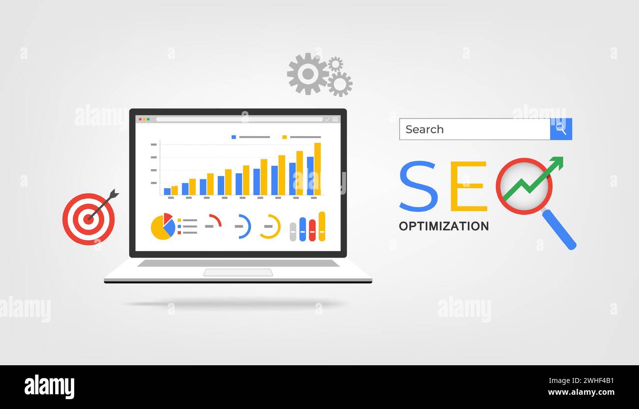 SEO optimization concept vector illustration. Stock Vector