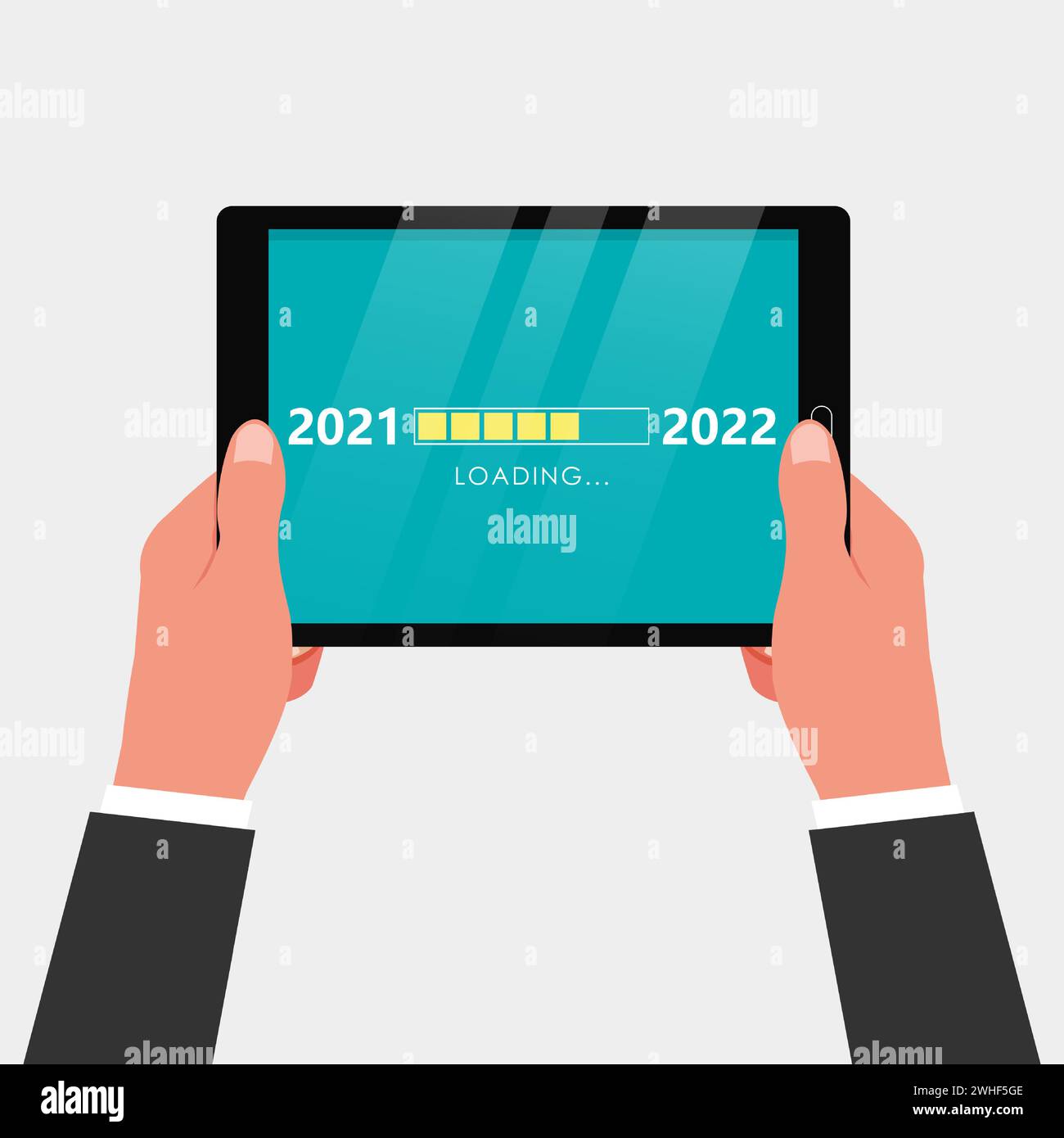 Loading new year 2021 to 2022 on tablet screen and progress bar Stock ...