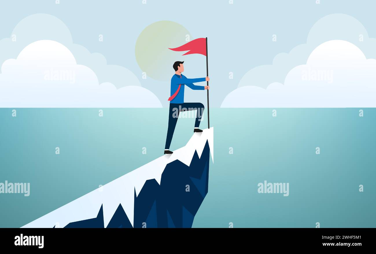 Success businessman on top of mountain vector illustration Stock Vector ...