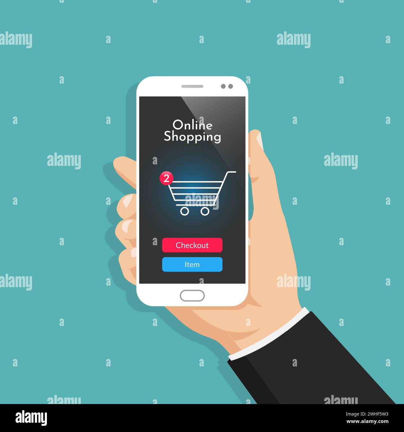 Online shopping with smartphone vector illustration. Stock Vector