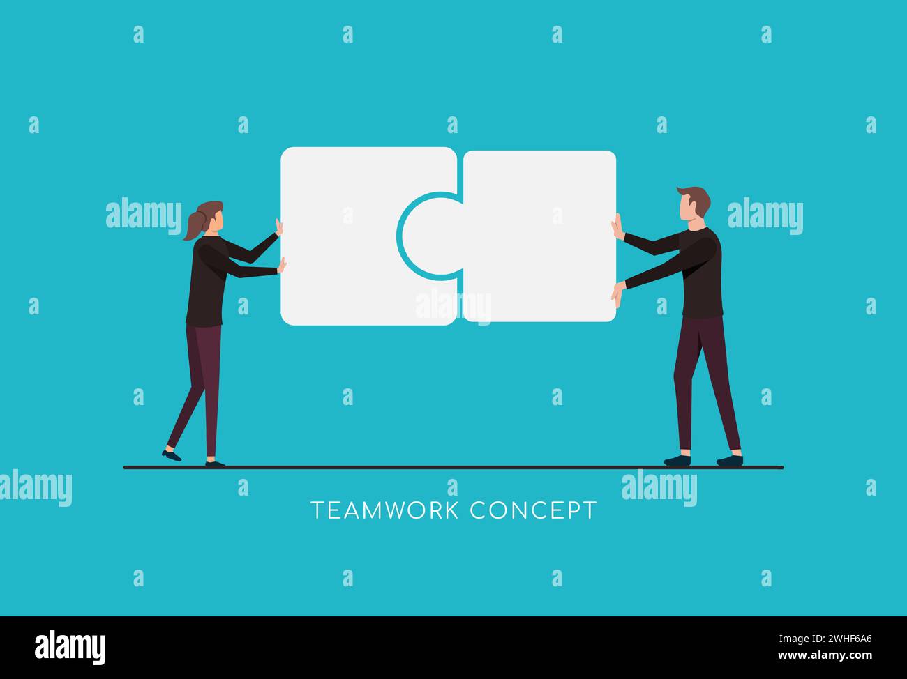 Teamwork concept with puzzle pieces vector illustration Stock Vector ...
