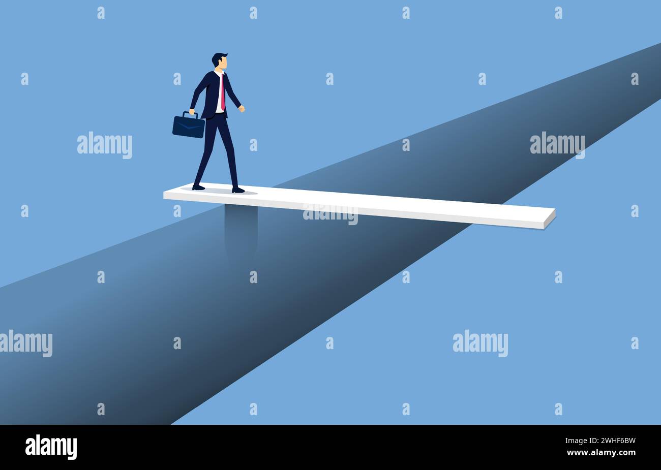 Businessman crossing the bridge, business concept, ambition and determination Stock Vector