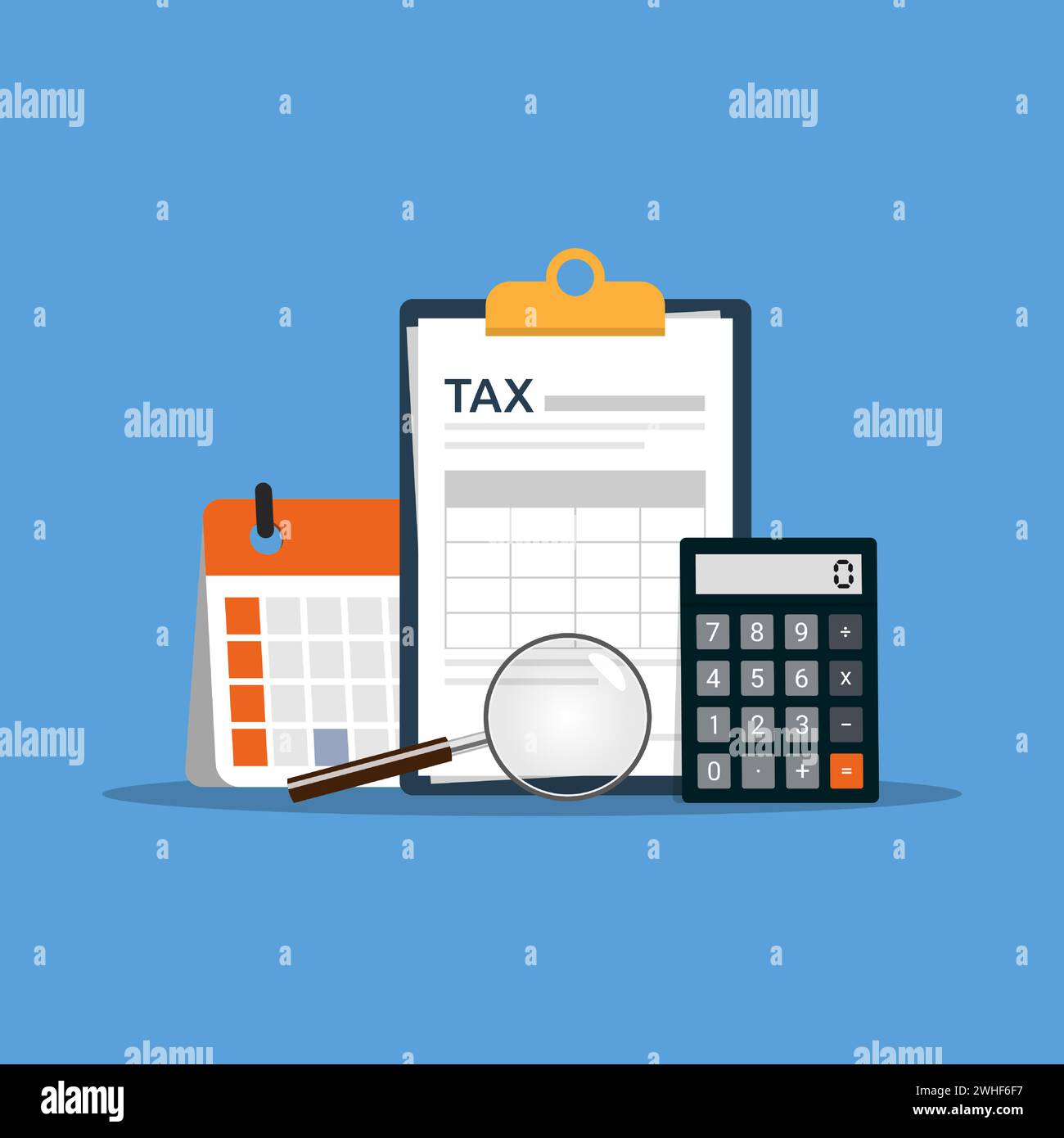 Concept tax payment. Data analysis, paperwork and calculation of tax ...