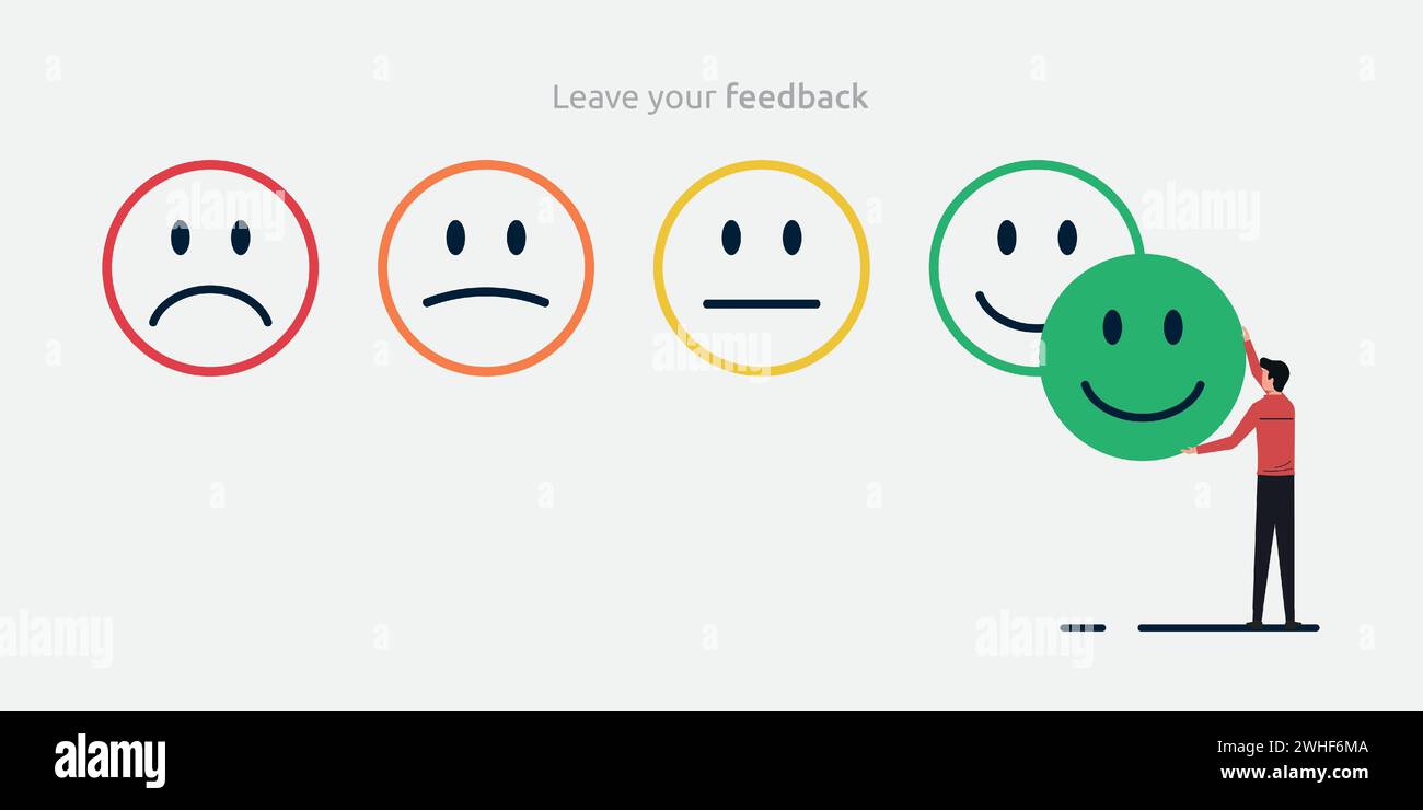 Client Satisfaction Face Customer Feedback satisfaction concept. Emotion face symbol for service ...