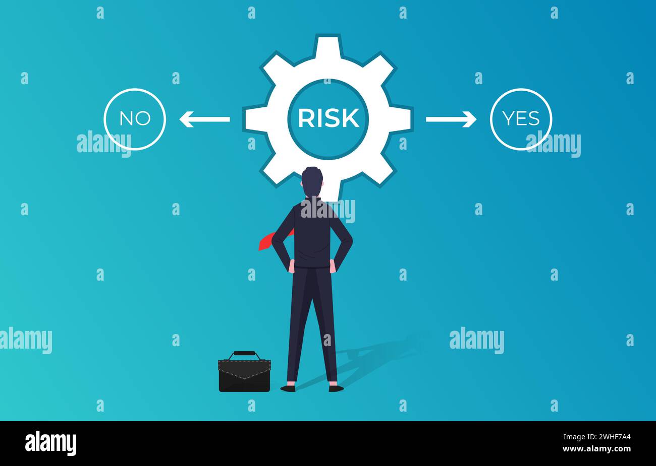 Risk concept. Businessman taking decision between yes or no Stock ...