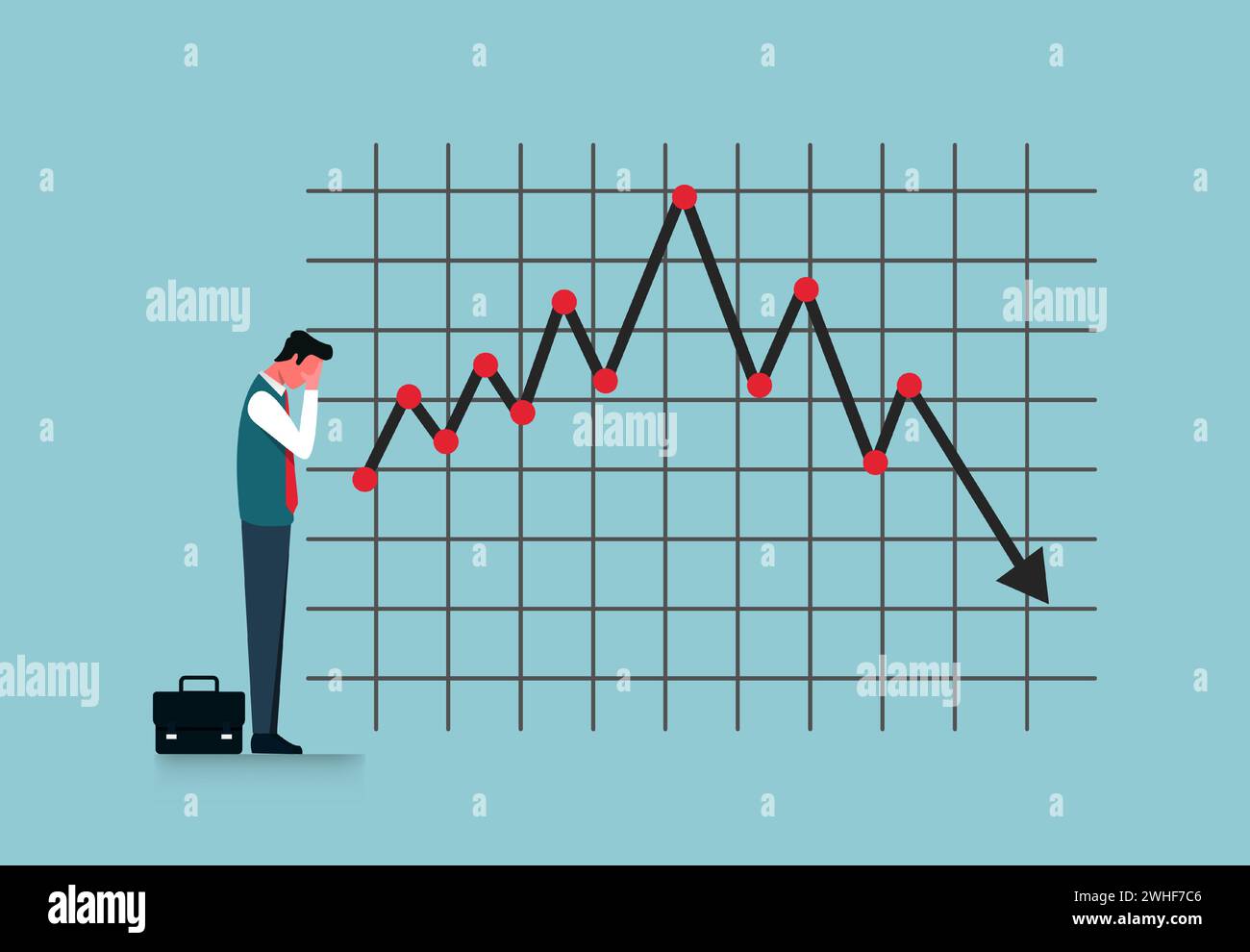 Illustration of financial crisis, stock market and currency, financial ...