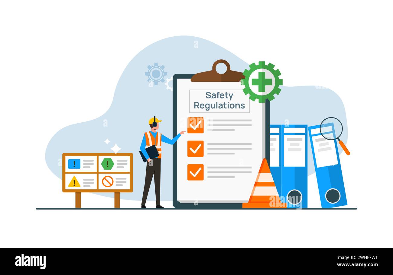 Occupational safety and health administration, Government public service protecting worker from health and safety hazards on the job, worker understan Stock Vector