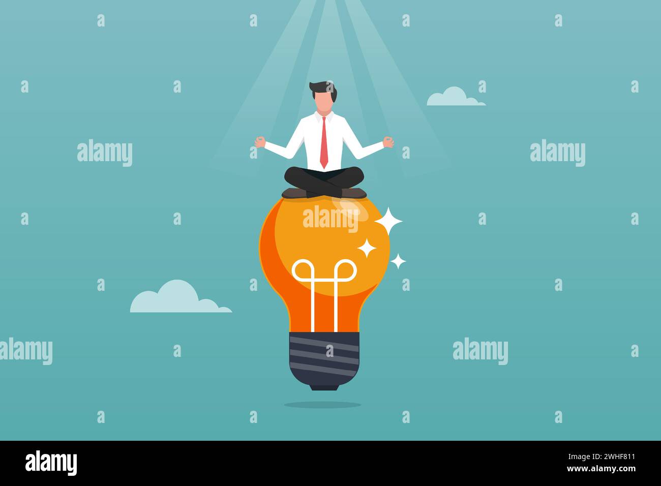 Businessman thinking during meditation to find the best solution for