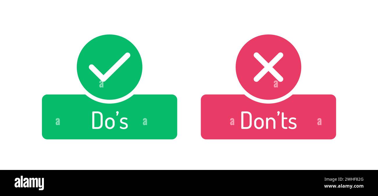 Do's and don'ts icon in circle frame, allow and not allowed reminder
