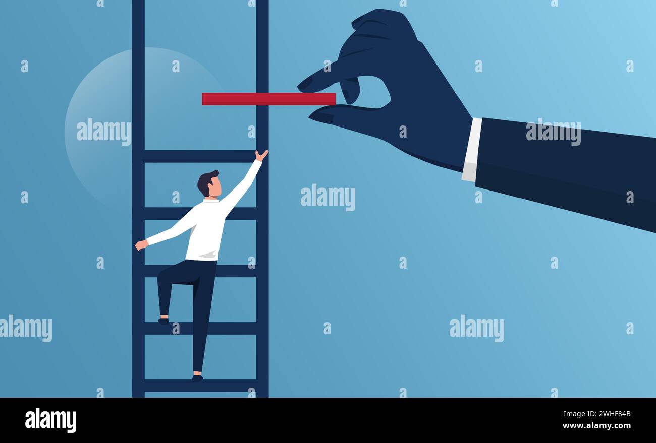 Big hand helps businessman build a ladder, business growth success and