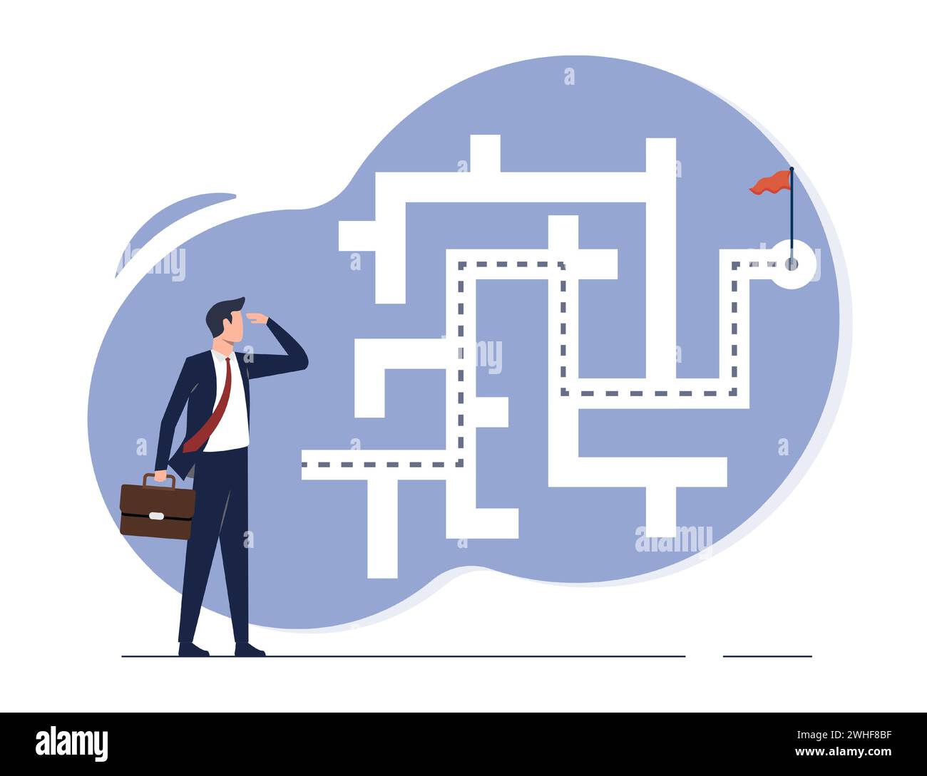 Overcoming obstacle and challenge concept, solving business problem and find the best solution, way to success and business strategy Stock Vector