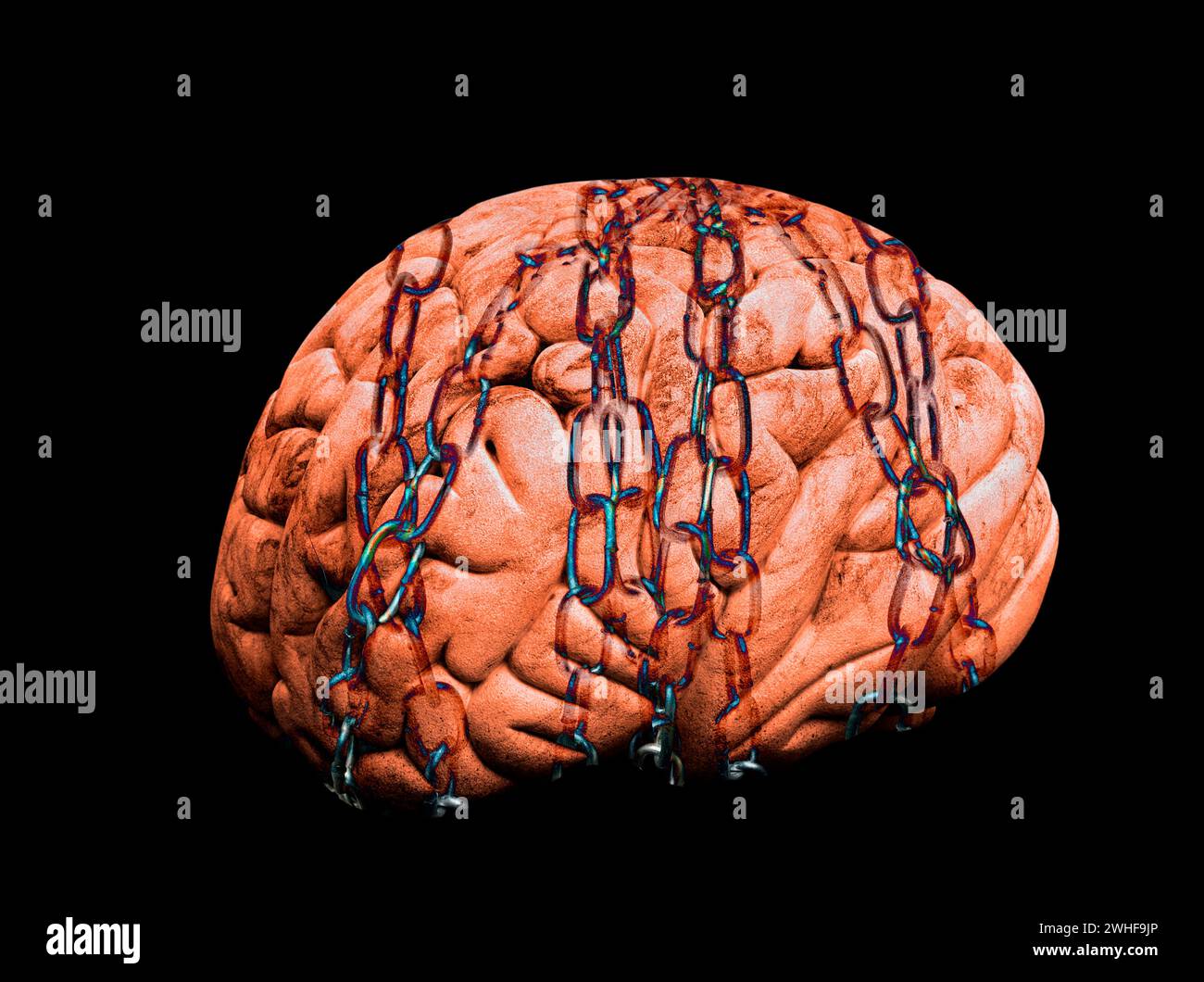 Imprisoned brain, conceptual illustration Stock Photo