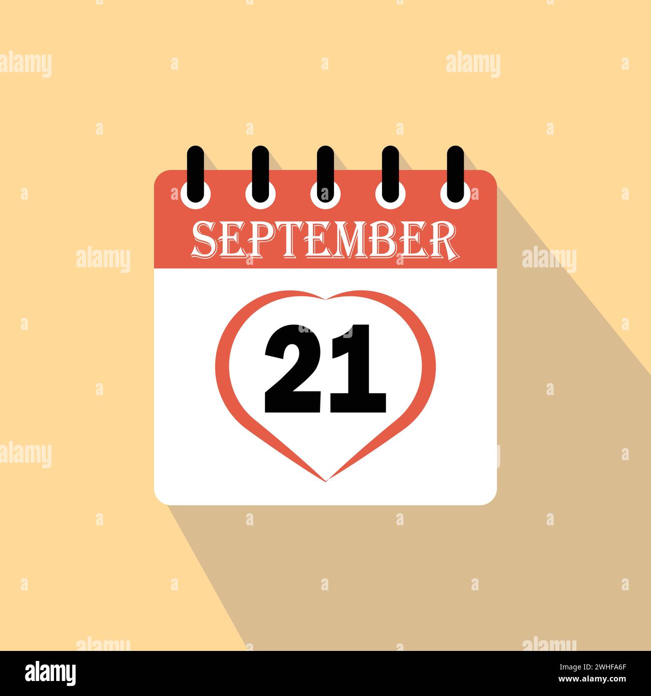 Icon calendar day - 21  September. 21 days of the month, vector illustration. Stock Vector
