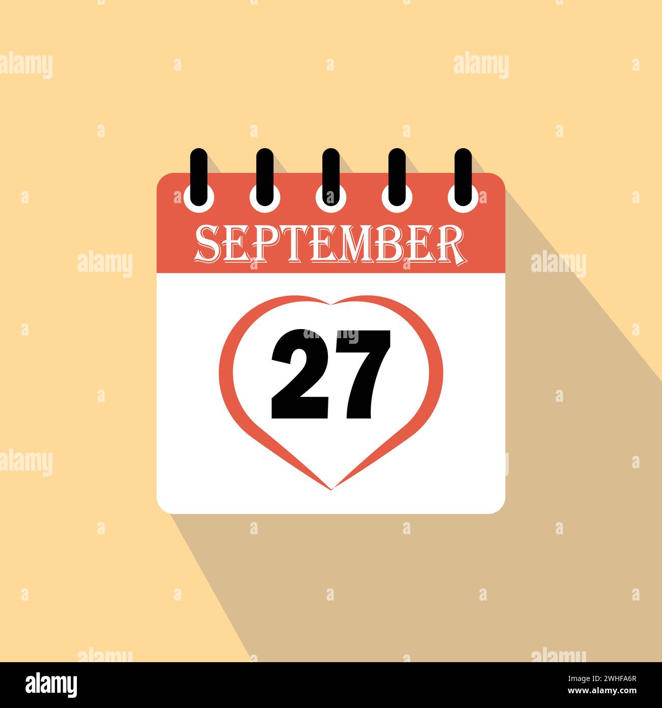 Icon calendar day - 27  September. 27 days of the month, vector illustration. Stock Vector