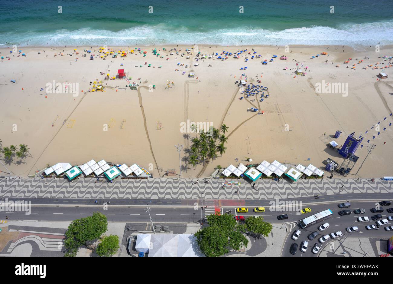 Aerial view of the world famous Copacabana beach, Rio de Janeiro BR ...