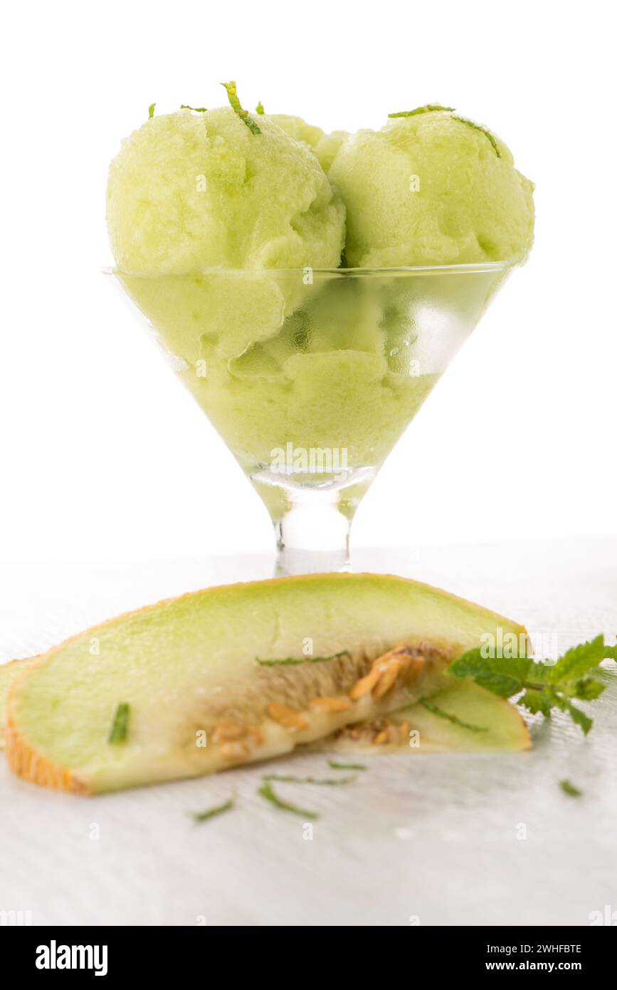 Melon flavored ice-cream Stock Photo