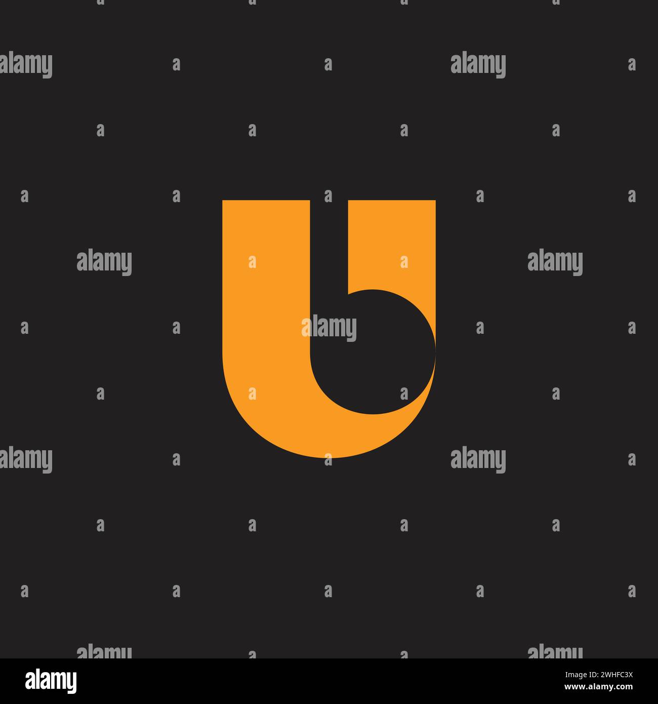 letter ub negative space silhouette logo vector Stock Vector