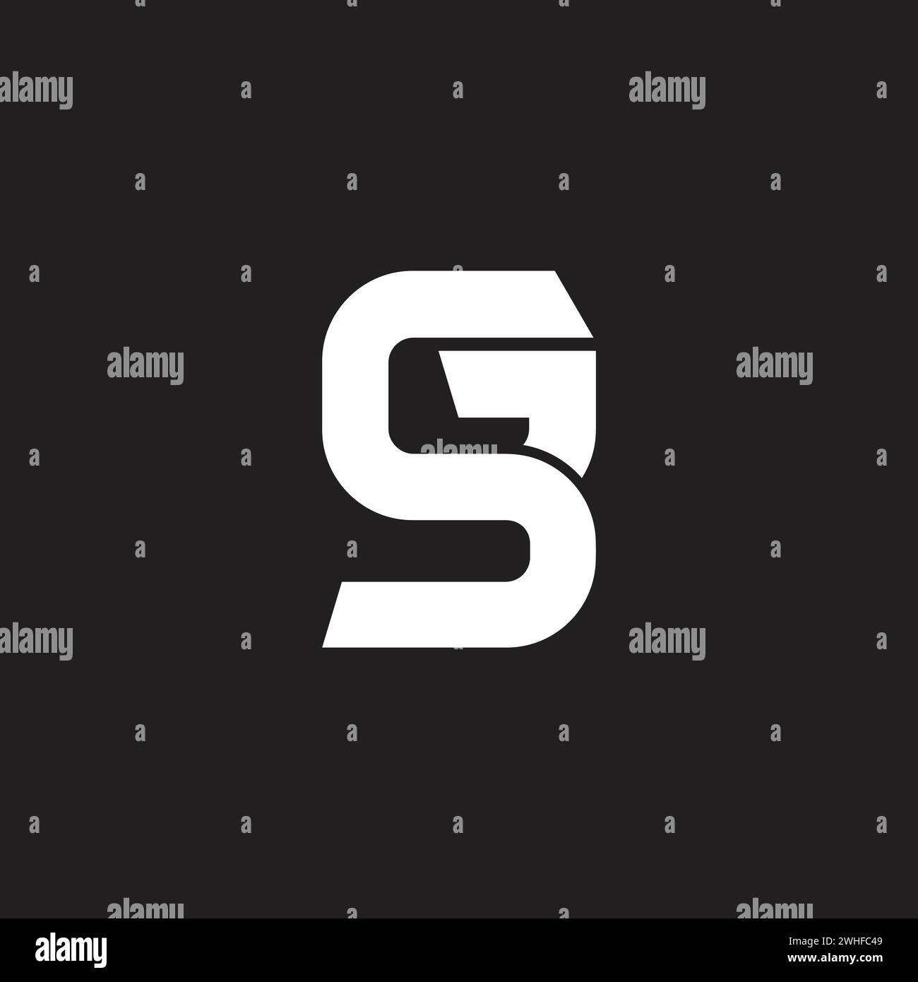 letter sg simple curves geometric logo vector Stock Vector