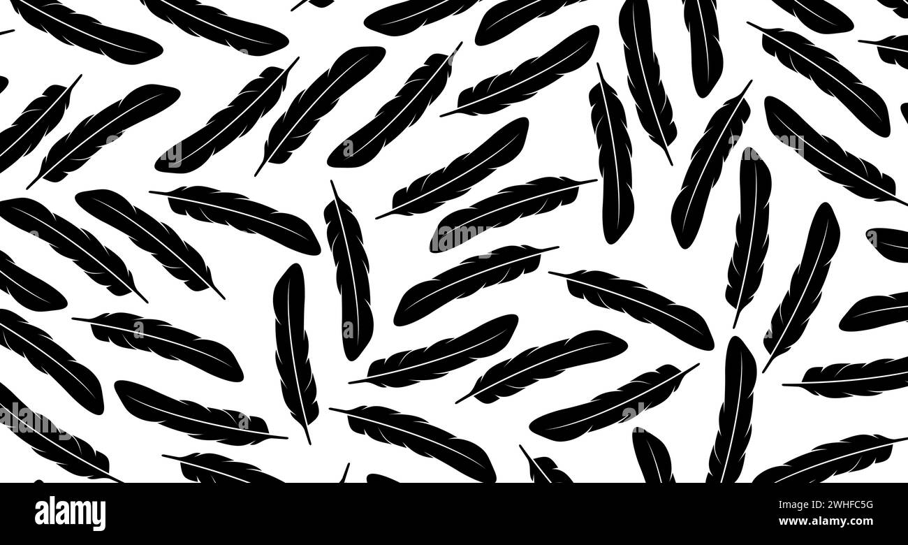 Feather quill hand drawn line art Black and White Stock Photos & Images ...