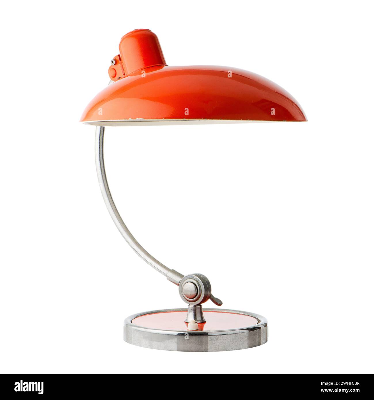 Lampe De Table Vintage Orange - Années 70 - Acier Et Verre - H50 Cm