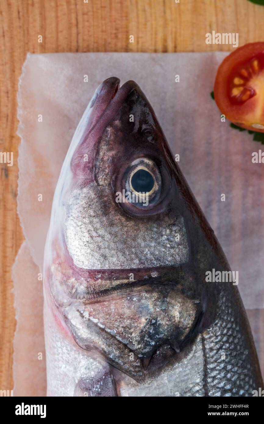 Fresh fish sea bass Stock Photo