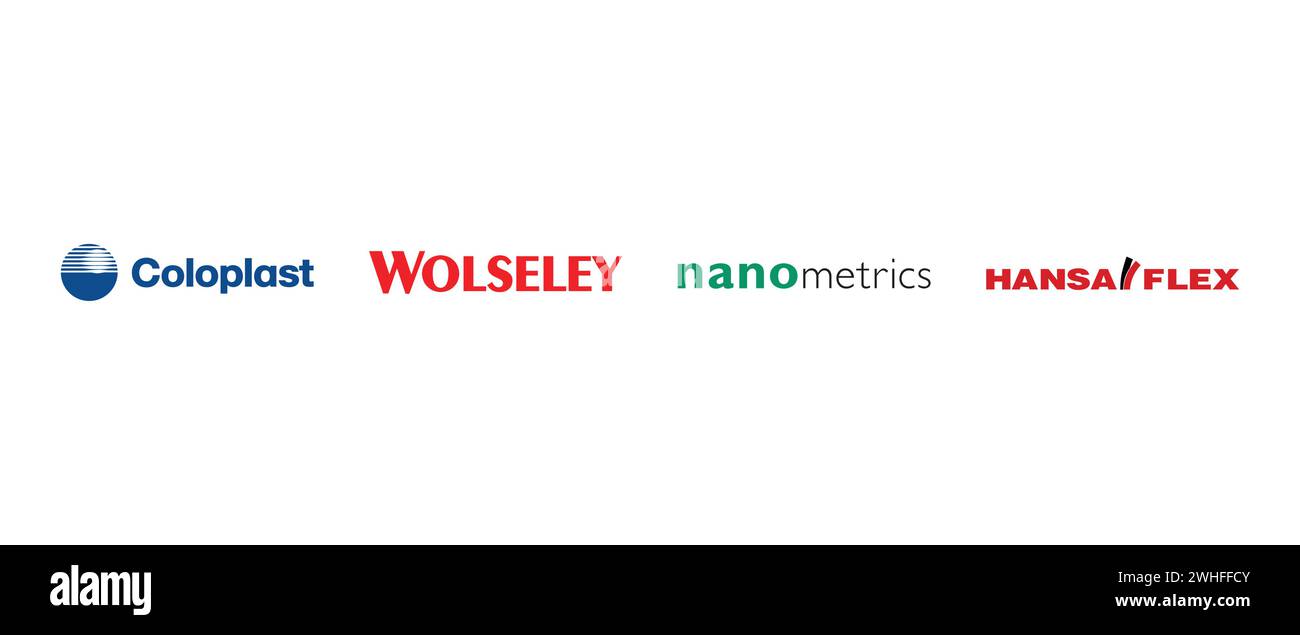 HF Einzeiler, Wolseley, Nanometrics, Coloplast. Vector illustration