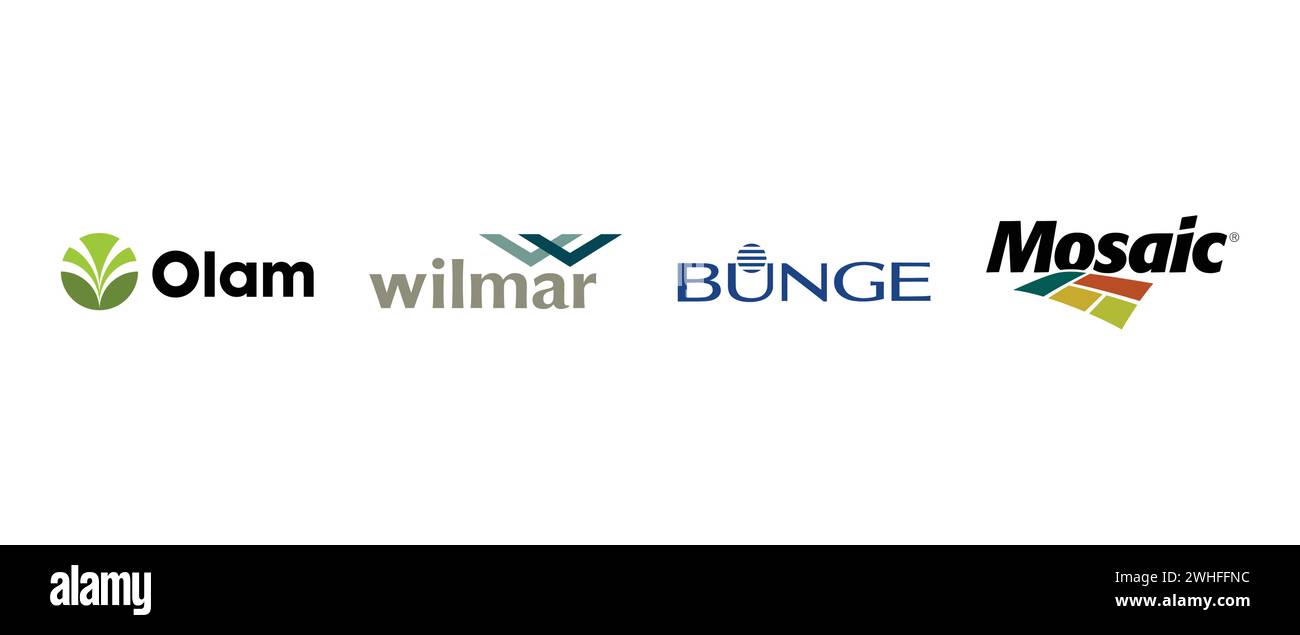 Wilmar International, Bunge Limited, Mosaic, Olam. Vector illustration