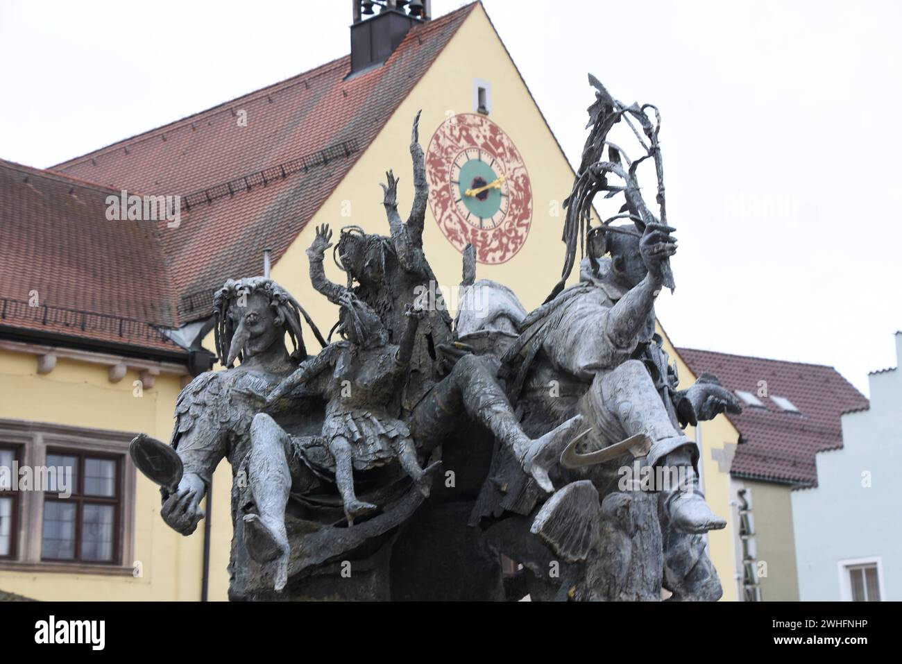 Marktplatz Brunnen- Rathaus Uhr Cham/0pf 06.02.2024 Cham/Opf ...