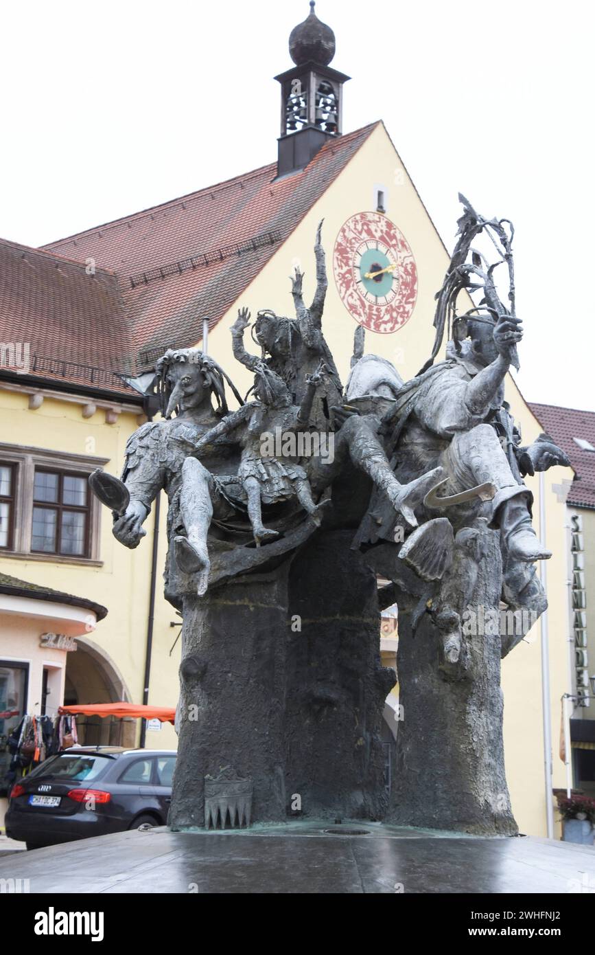 Marktplatz Brunnen -Rathaus Uhr Cham/0pf 06.02.2024 Cham/Opf ...